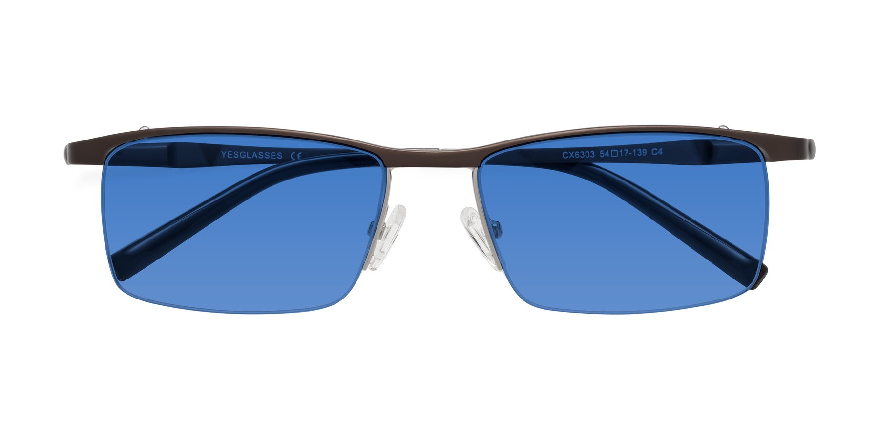 Folded Front of CX6303 in Coffee with Blue Tinted Lenses