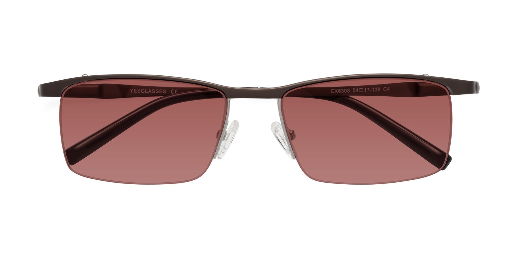 Folded Front of CX6303 in Coffee with Garnet Tinted Lenses