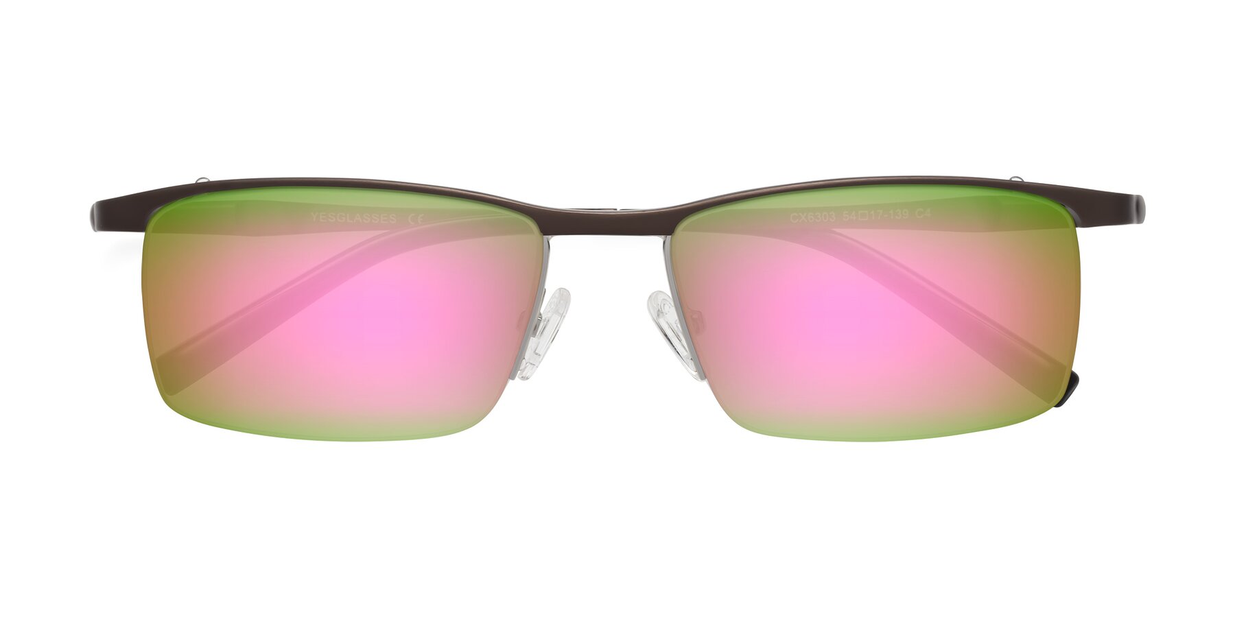 Folded Front of CX6303 in Coffee with Pink Mirrored Lenses