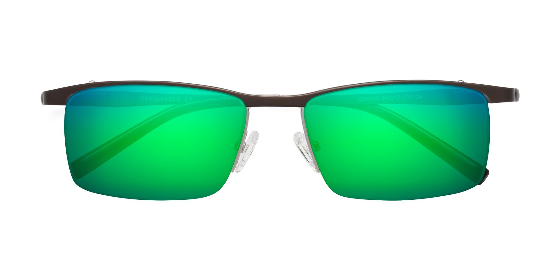 Folded Front of CX6303 in Coffee with Green Mirrored Lenses