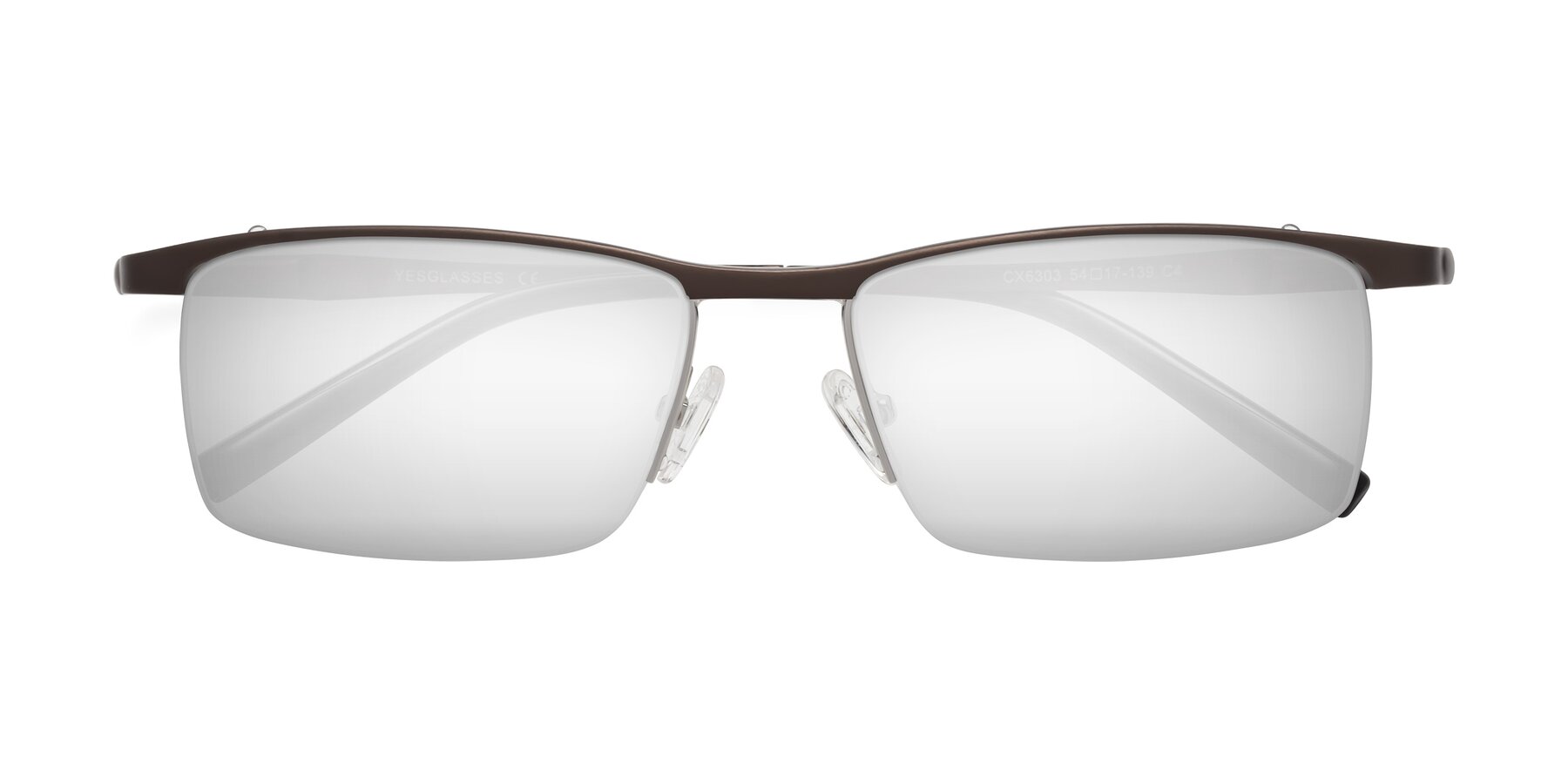 Folded Front of CX6303 in Coffee with Silver Mirrored Lenses
