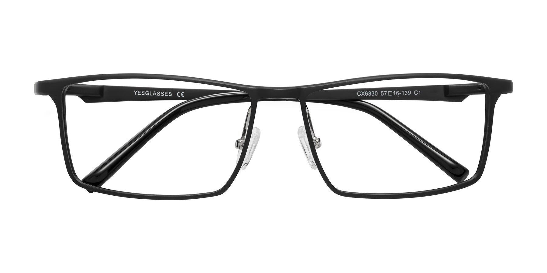 Folded Front of CX6330 in Black with Clear Reading Eyeglass Lenses