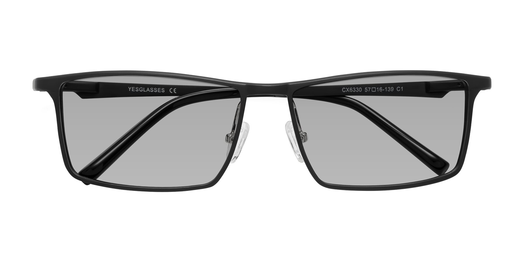 Folded Front of CX6330 in Black with Light Gray Tinted Lenses