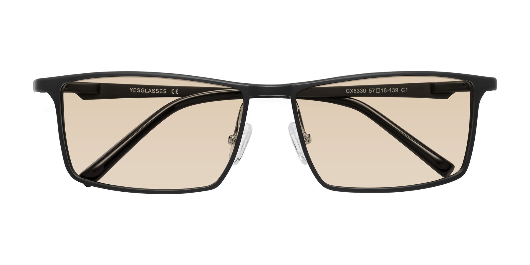 Folded Front of CX6330 in Black with Light Brown Tinted Lenses