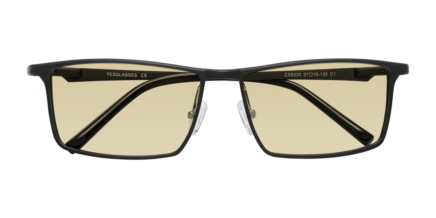 Folded Front of CX6330 in Black with Light Champagne Tinted Lenses