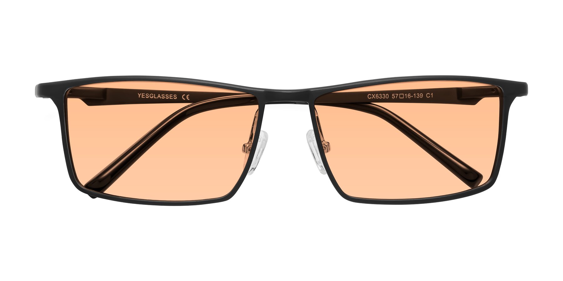 Folded Front of CX6330 in Black with Light Orange Tinted Lenses