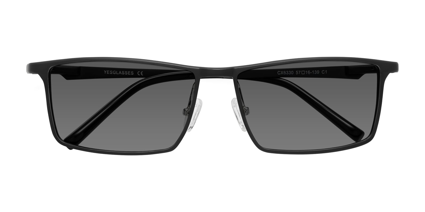 Folded Front of CX6330 in Black with Medium Gray Tinted Lenses