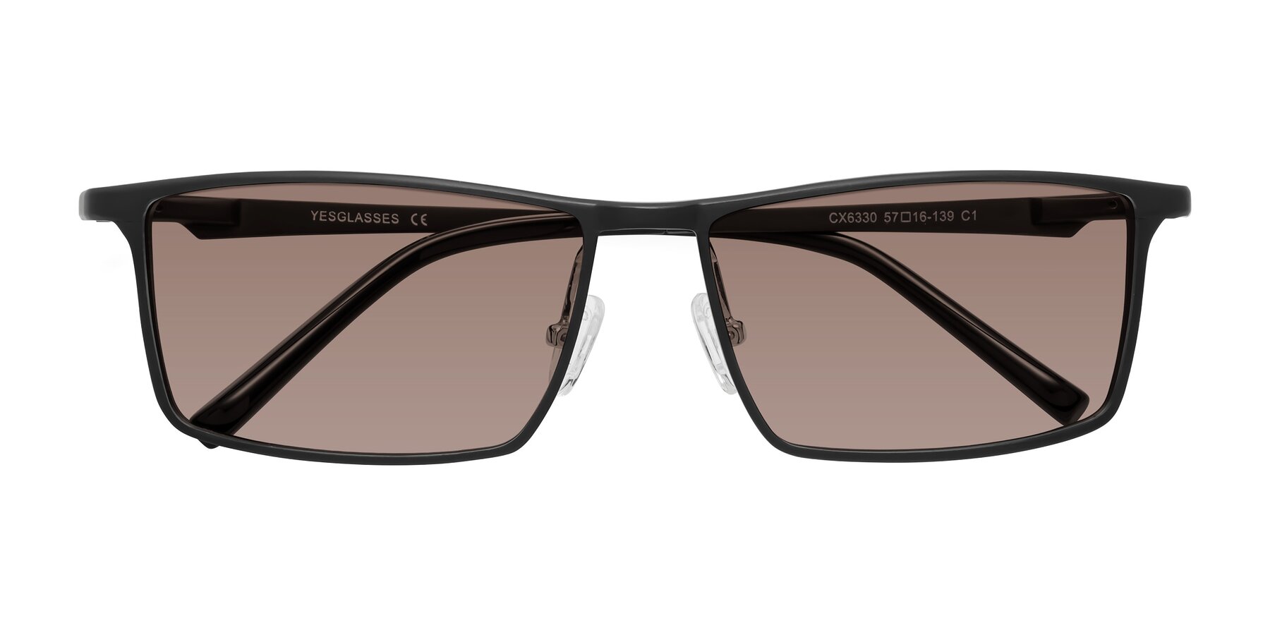 Folded Front of CX6330 in Black with Medium Brown Tinted Lenses