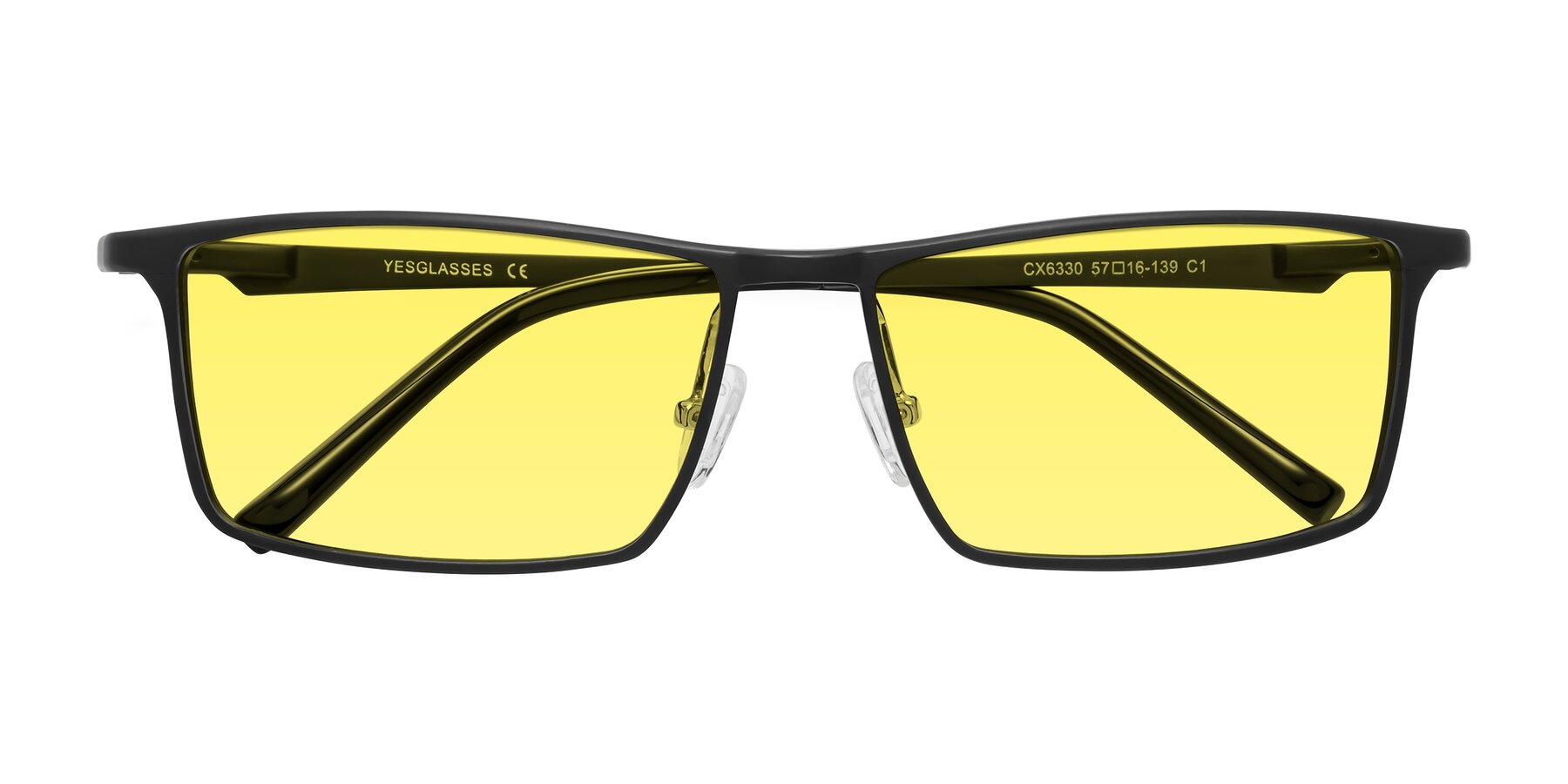 Folded Front of CX6330 in Black with Medium Yellow Tinted Lenses