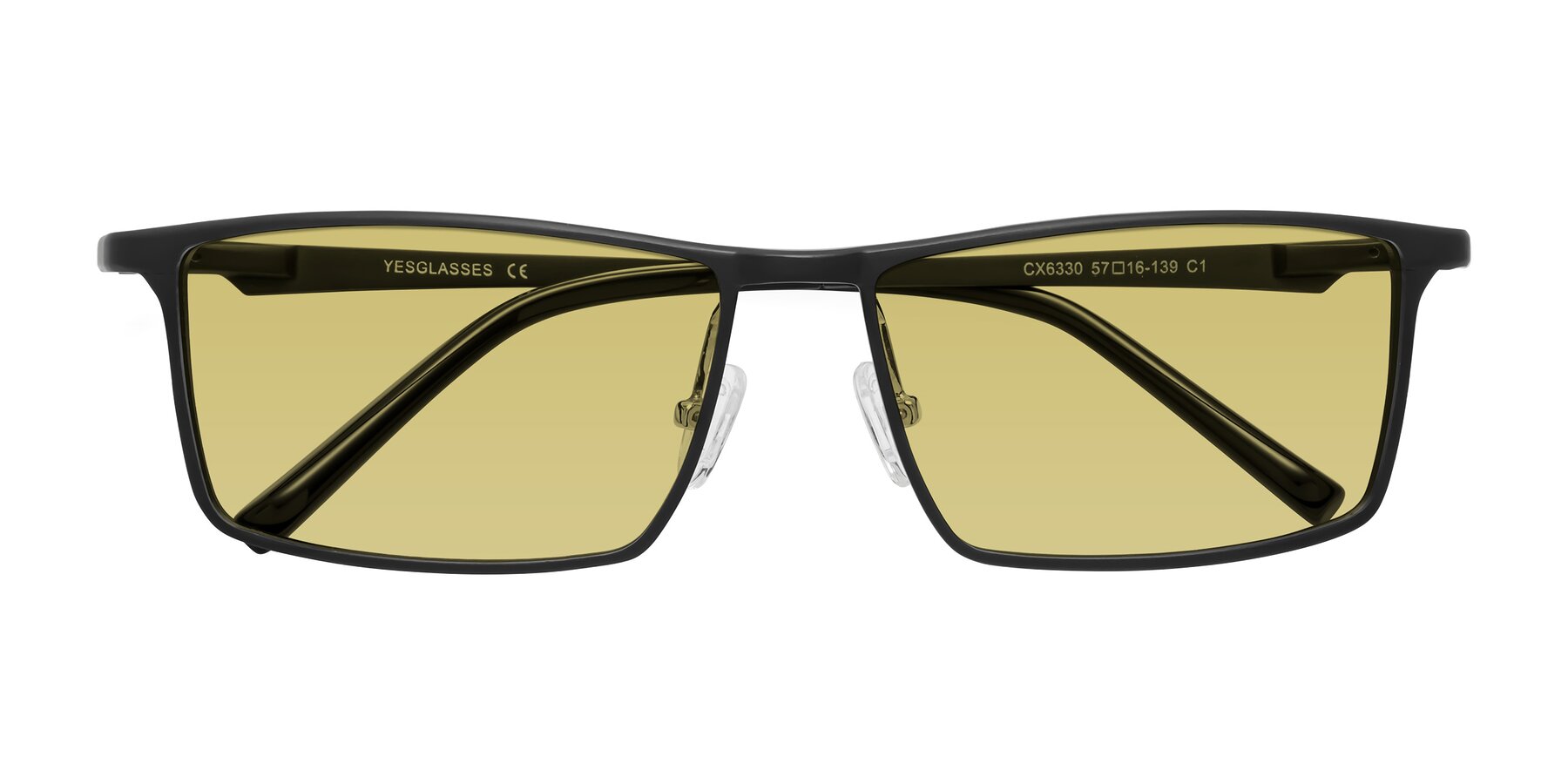 Folded Front of CX6330 in Black with Medium Champagne Tinted Lenses