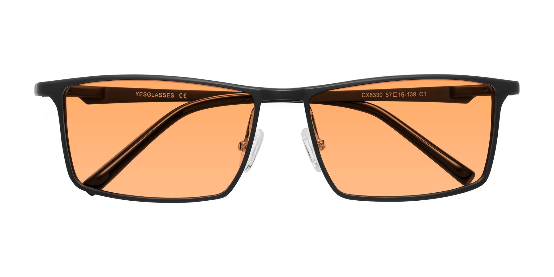 Folded Front of CX6330 in Black with Medium Orange Tinted Lenses