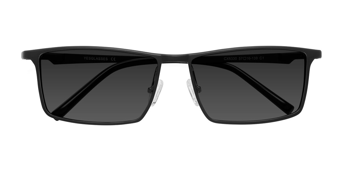 Matte Black Low Bridge Fit Tr90 Rectangle Tinted Sunglasses With Pink