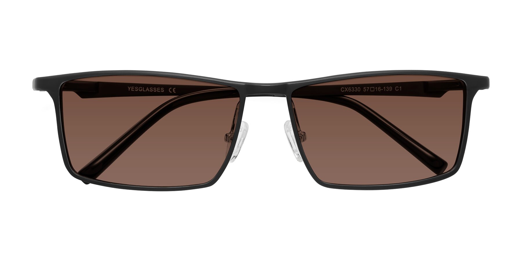 Folded Front of CX6330 in Black with Brown Tinted Lenses