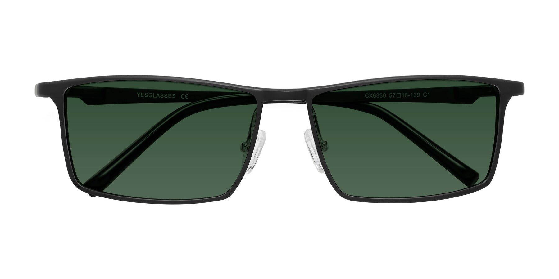 Folded Front of CX6330 in Black with Green Tinted Lenses