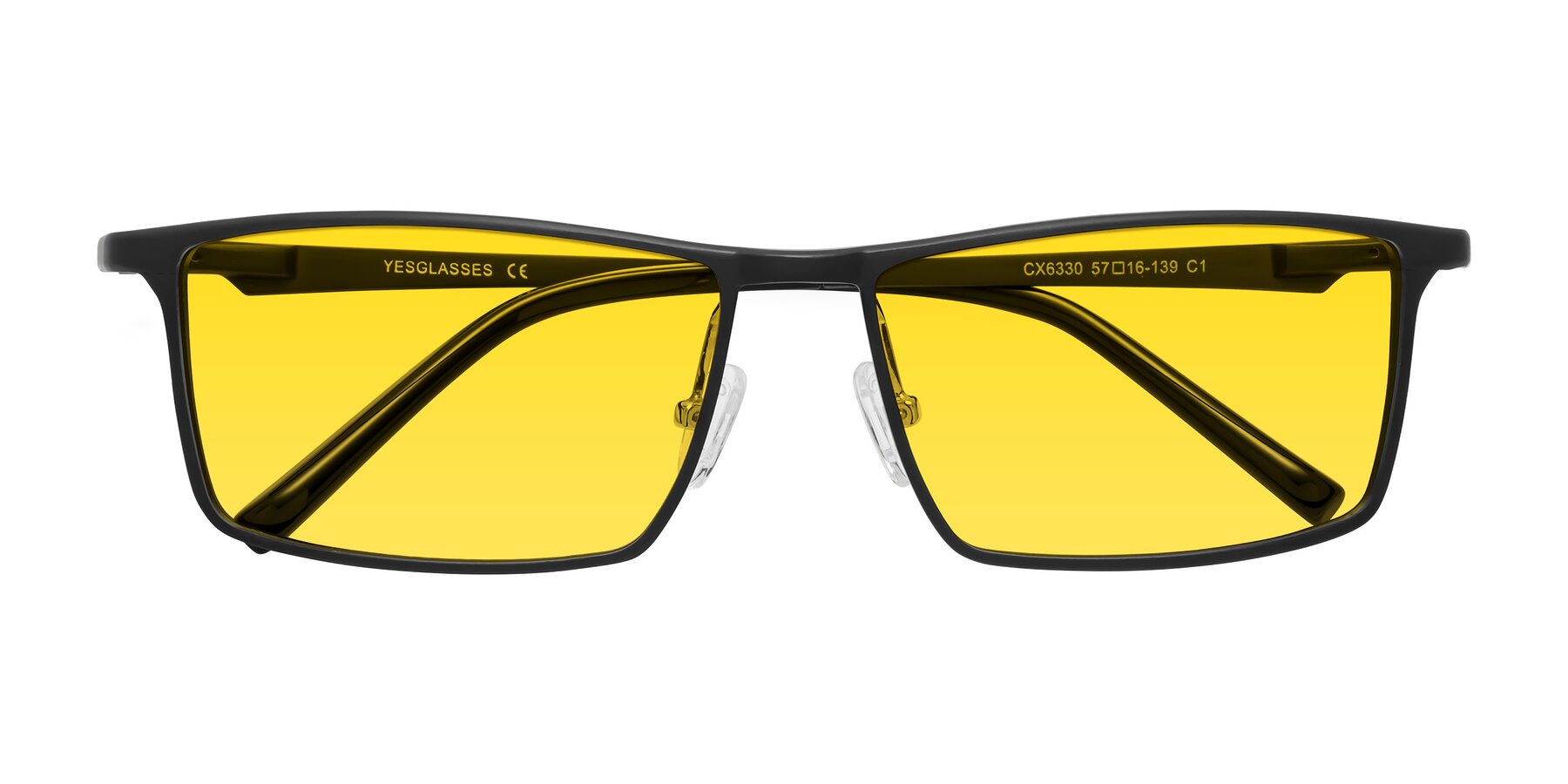 Folded Front of CX6330 in Black with Yellow Tinted Lenses