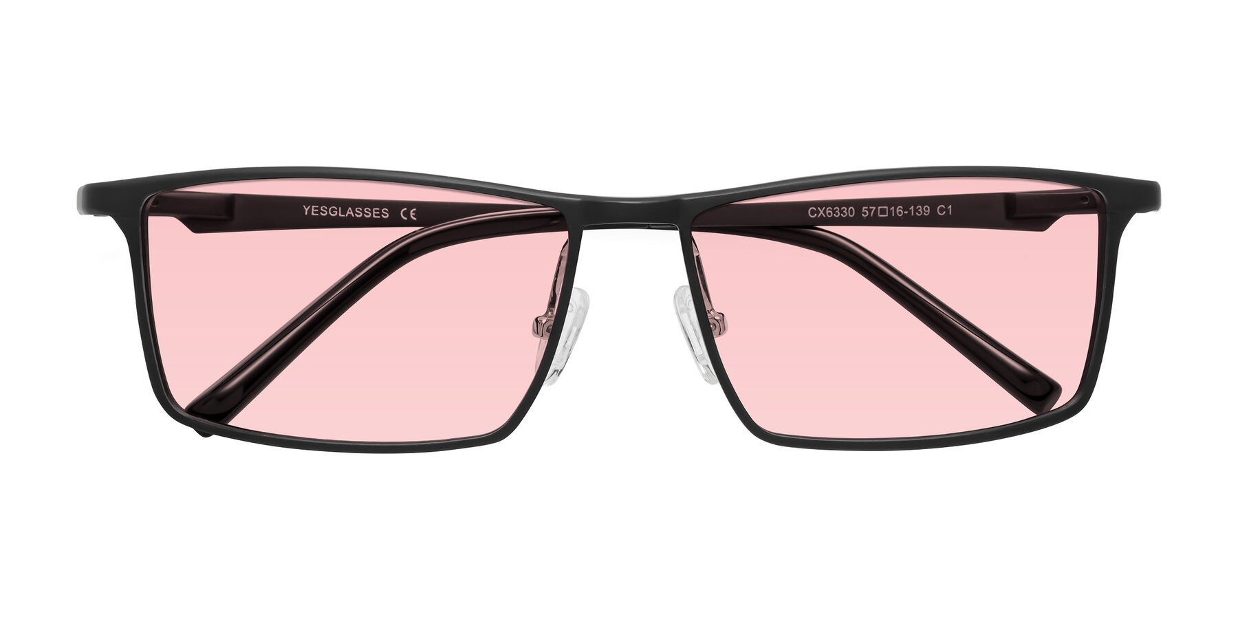 Folded Front of CX6330 in Black with Light Garnet Tinted Lenses