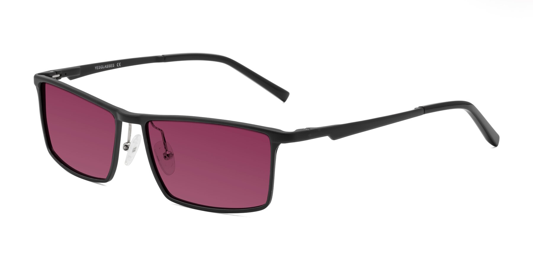 Angle of CX6330 in Black with Wine Tinted Lenses