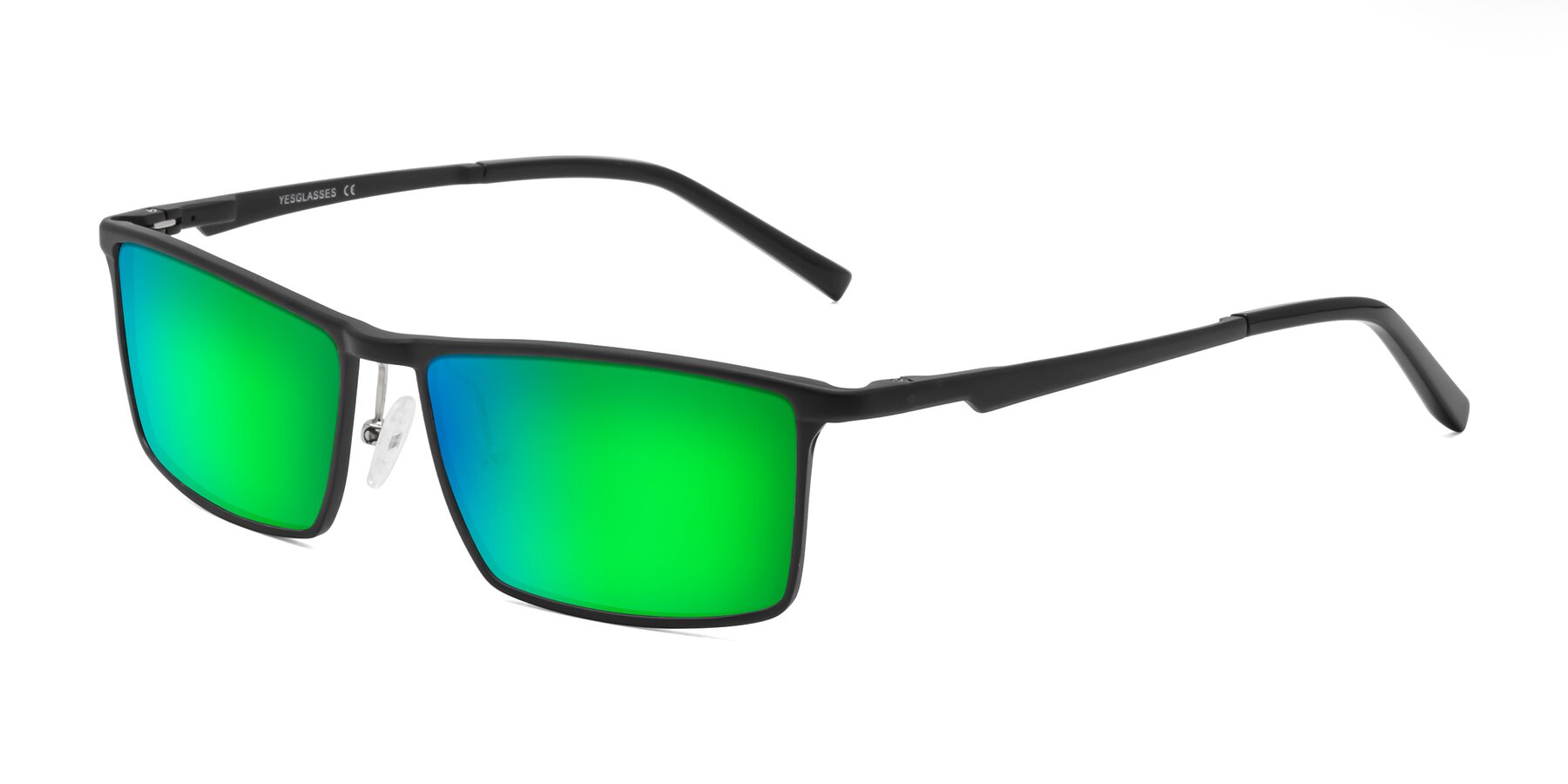 Angle of CX6330 in Black with Green Mirrored Lenses