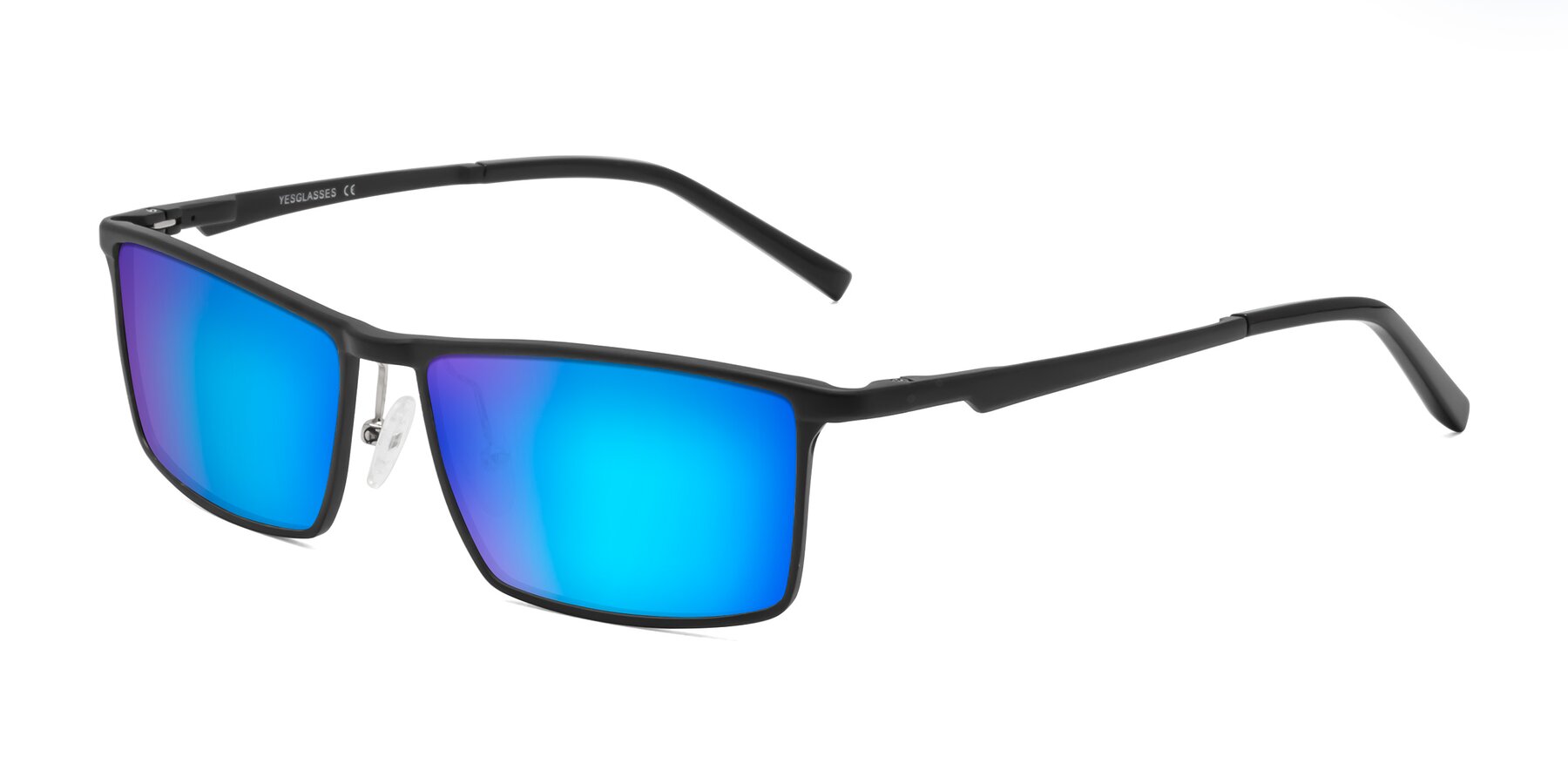 Angle of CX6330 in Black with Blue Mirrored Lenses