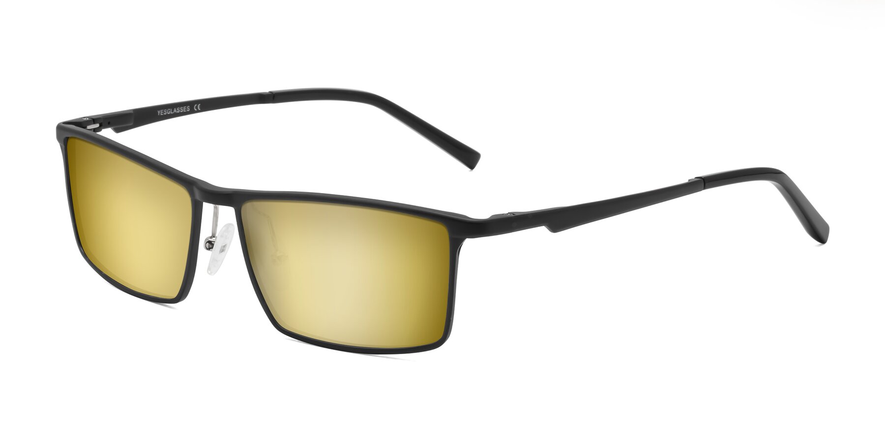 Angle of CX6330 in Black with Gold Mirrored Lenses