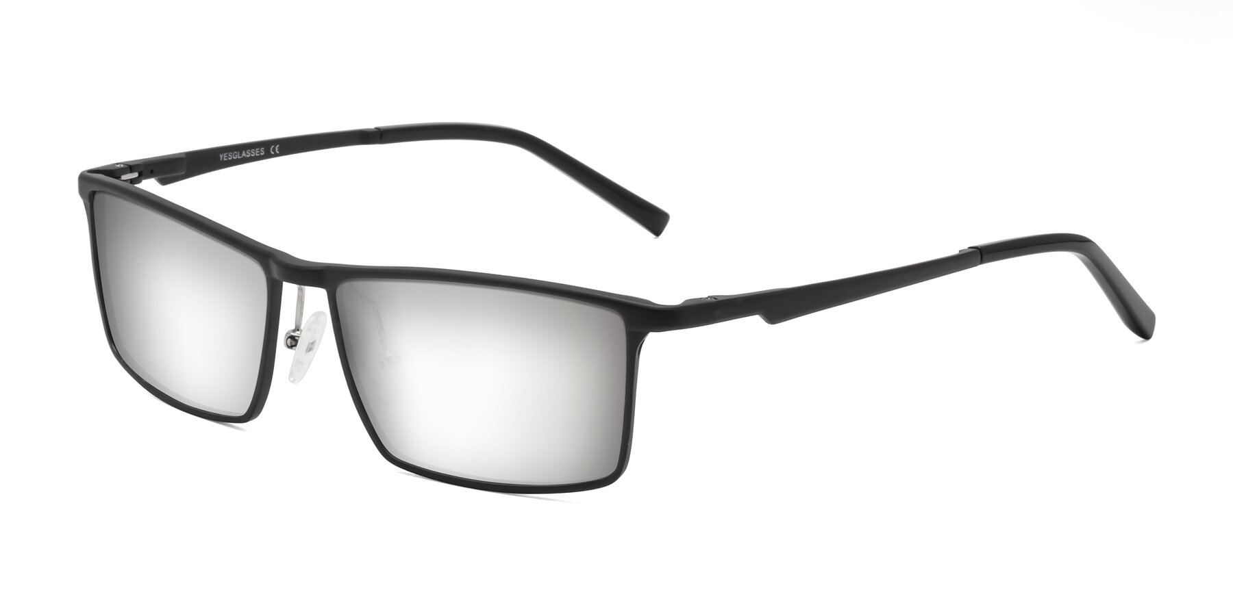 Angle of CX6330 in Black with Silver Mirrored Lenses