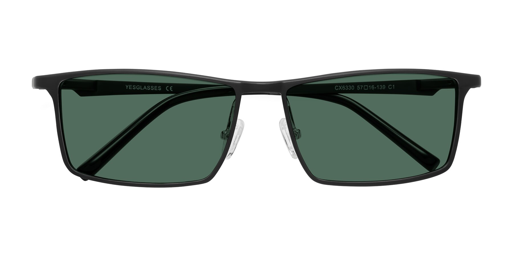 Folded Front of CX6330 in Black with Green Polarized Lenses
