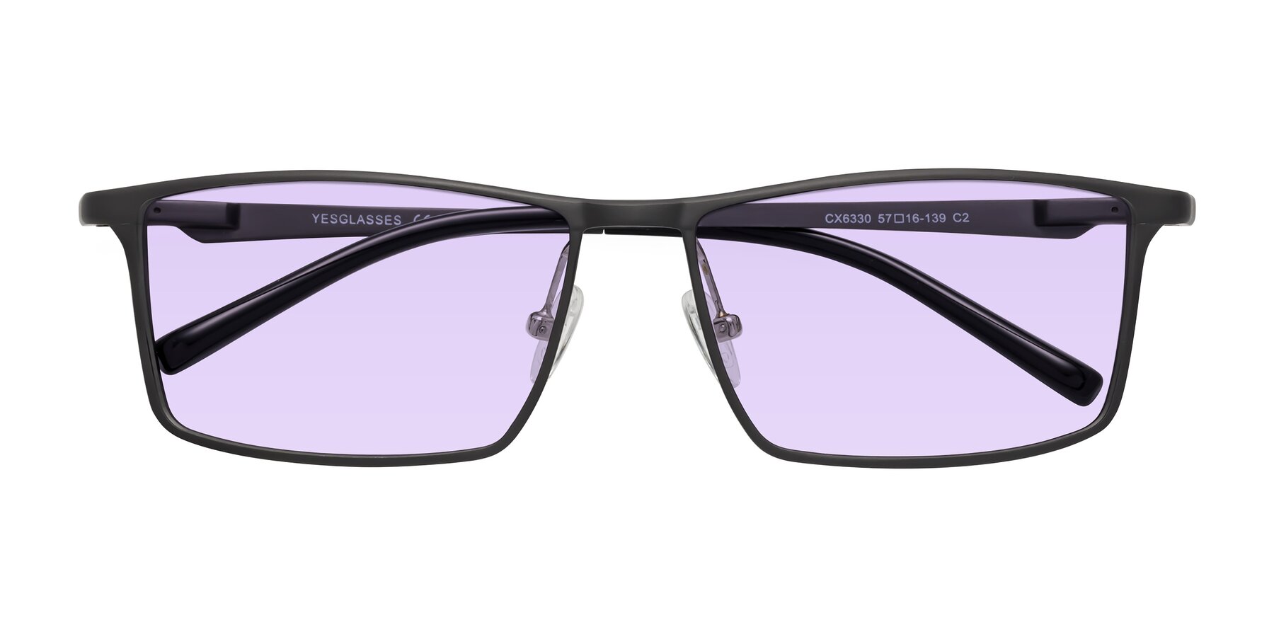 Folded Front of CX6330 in Gunmetal with Light Purple Tinted Lenses