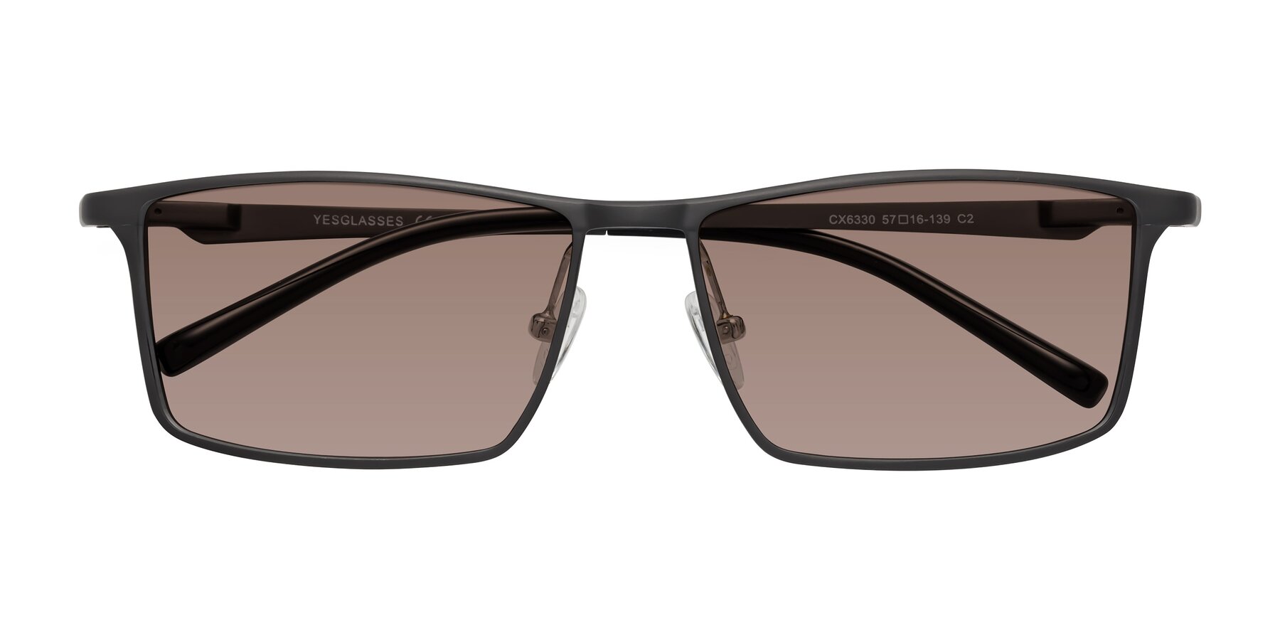 Folded Front of CX6330 in Gunmetal with Medium Brown Tinted Lenses