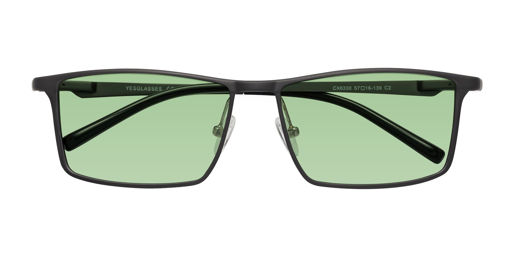 Folded Front of CX6330 in Gunmetal with Medium Green Tinted Lenses