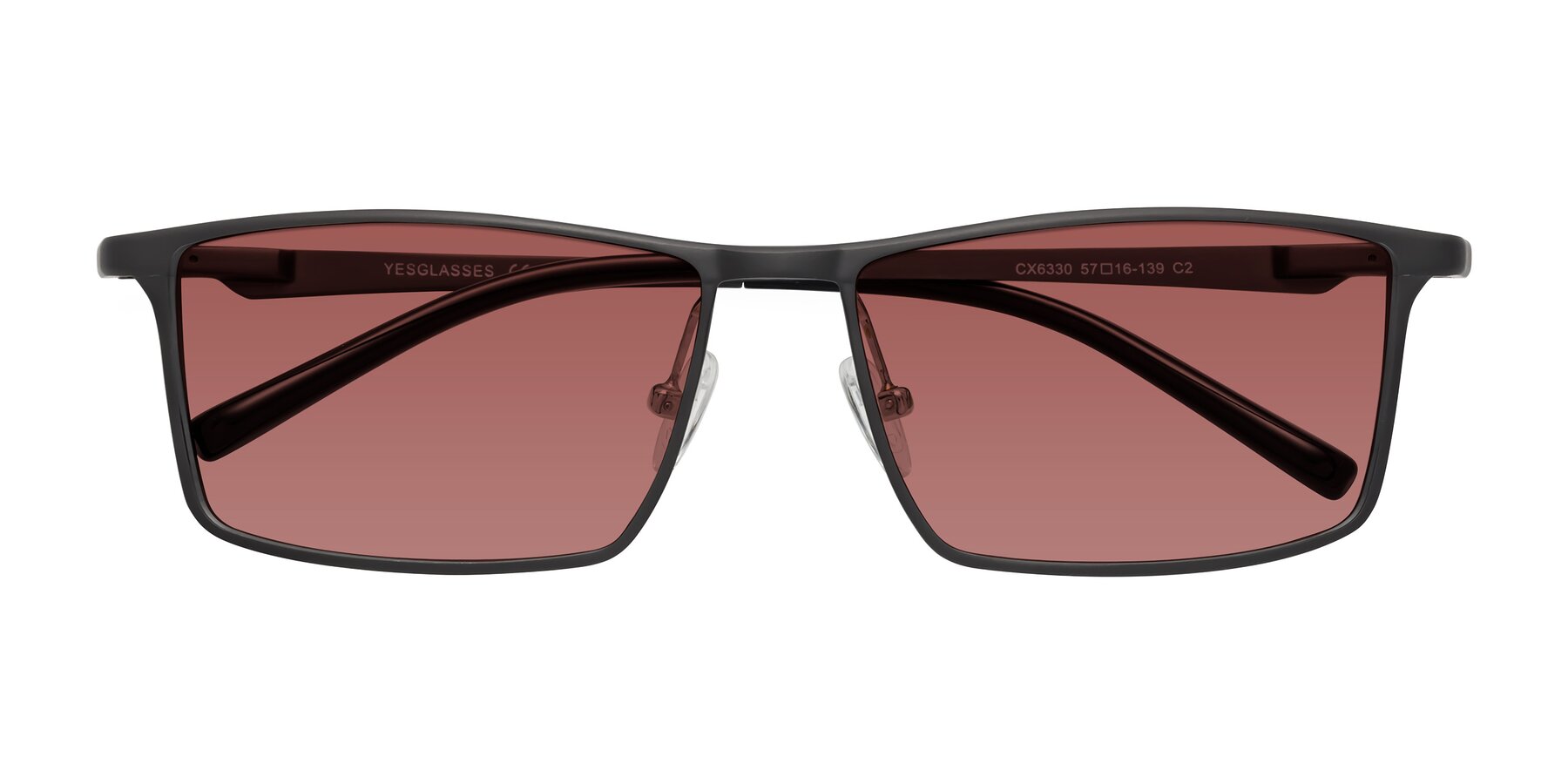 Folded Front of CX6330 in Gunmetal with Garnet Tinted Lenses