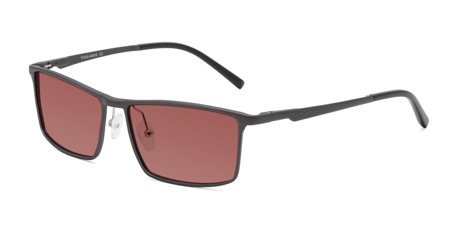 Angle of CX6330 in Gunmetal with Garnet Tinted Lenses