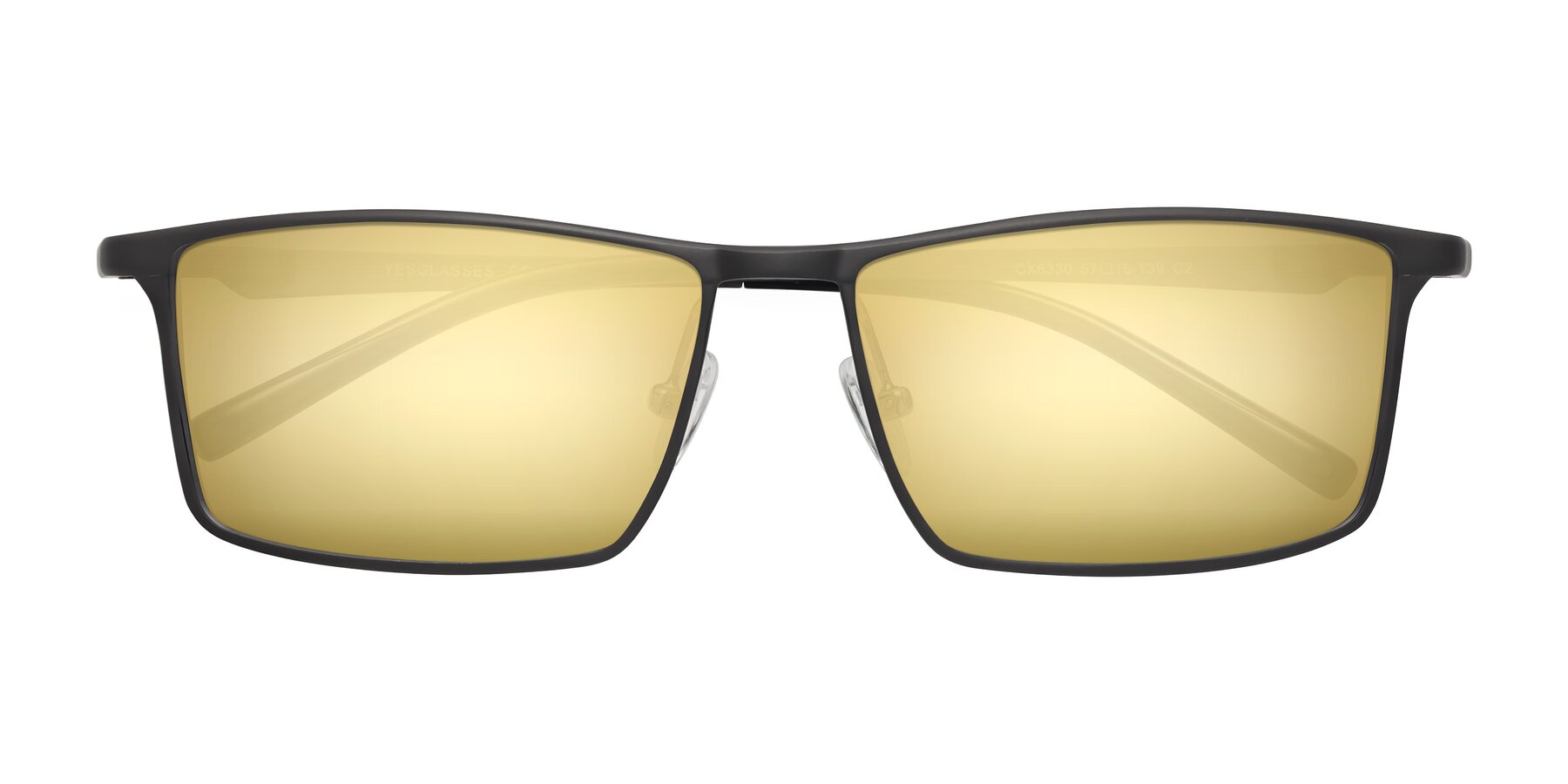 Folded Front of CX6330 in Gunmetal with Gold Mirrored Lenses