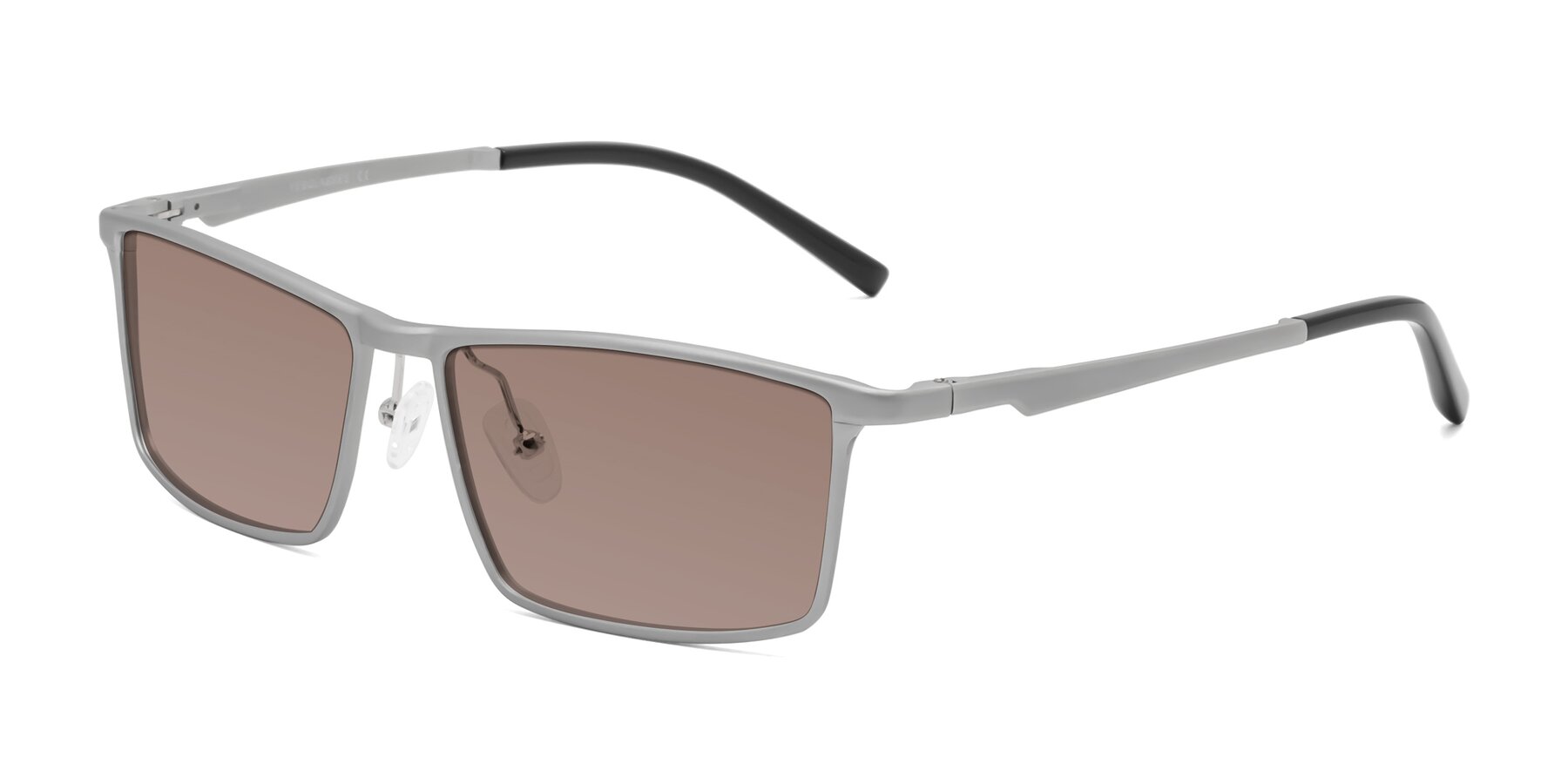 Angle of CX6330 in Silver with Medium Brown Tinted Lenses