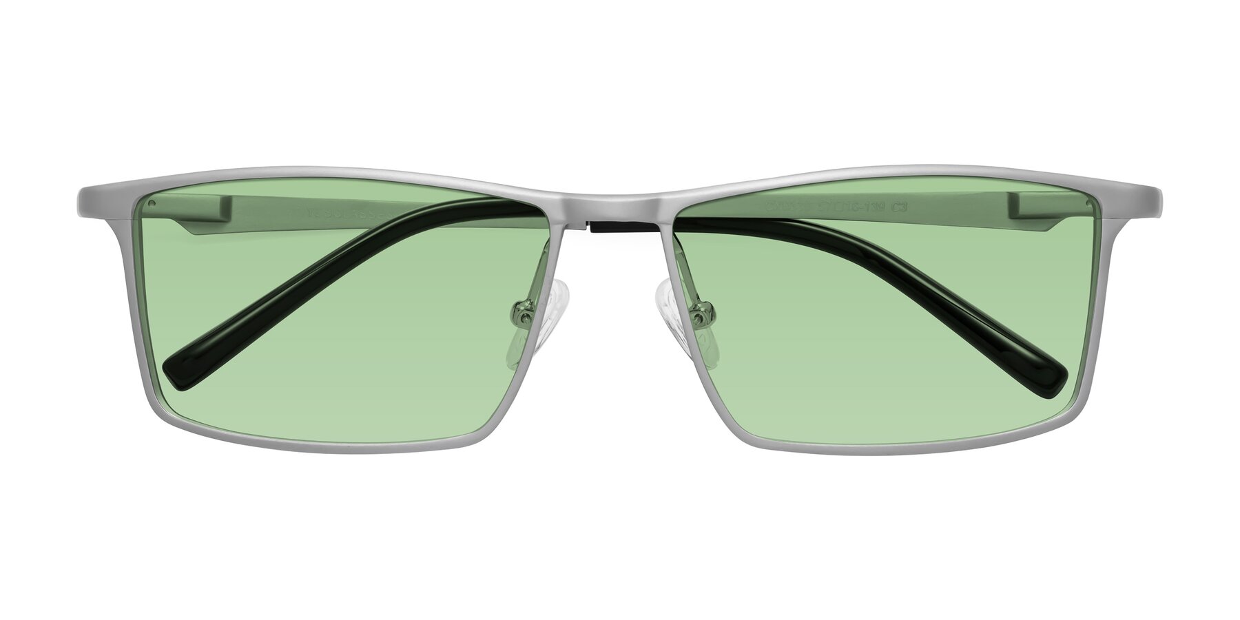 Folded Front of CX6330 in Silver with Medium Green Tinted Lenses