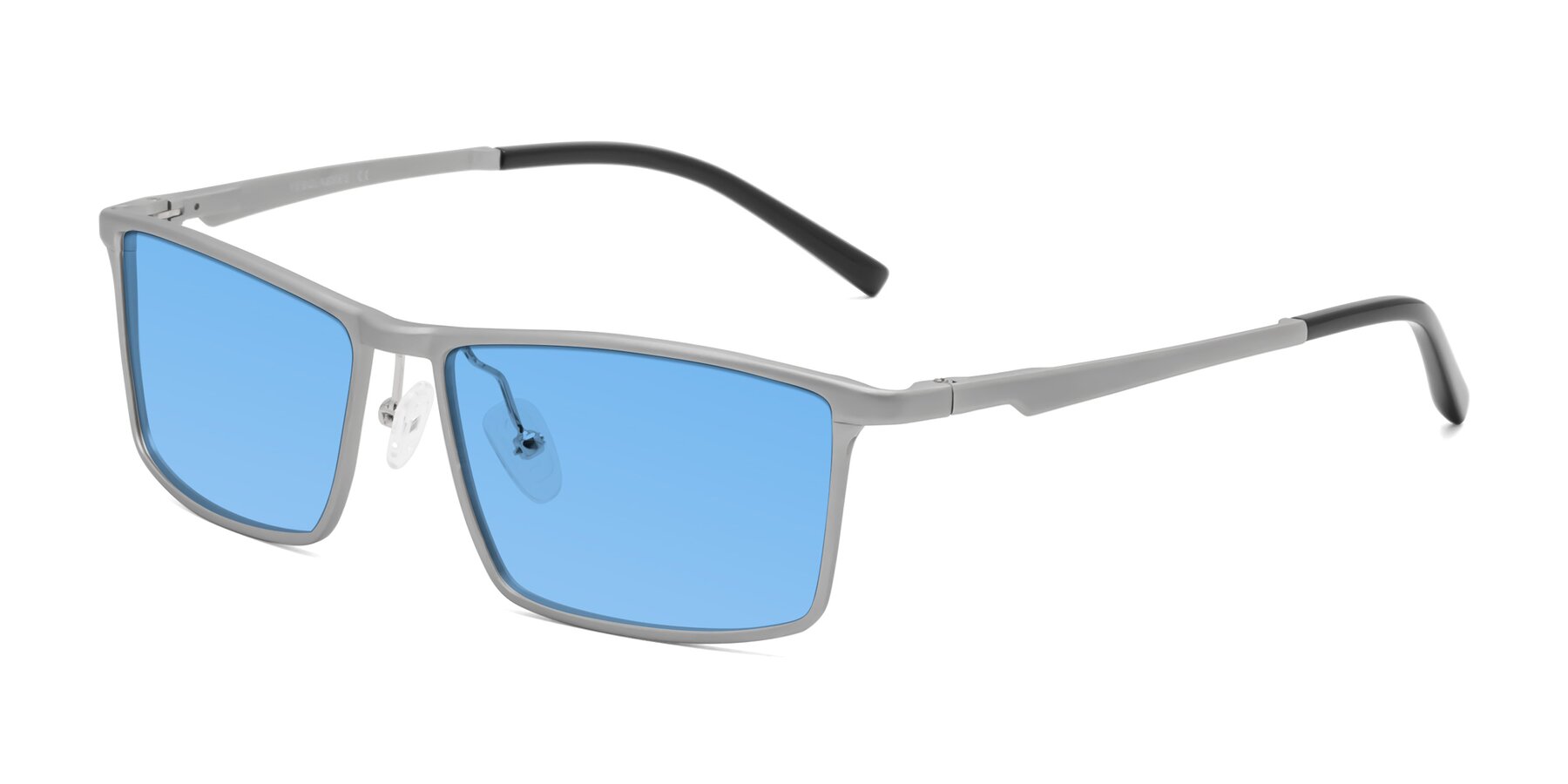 Angle of CX6330 in Silver with Medium Blue Tinted Lenses