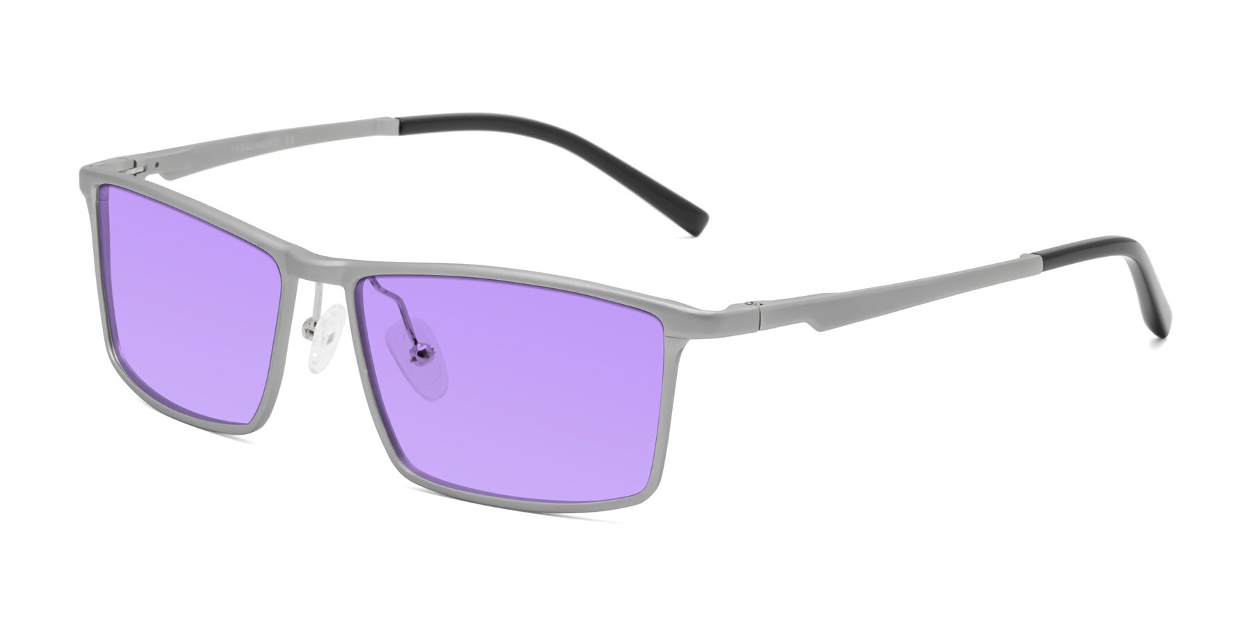 Angle of CX6330 in Silver with Medium Purple Tinted Lenses