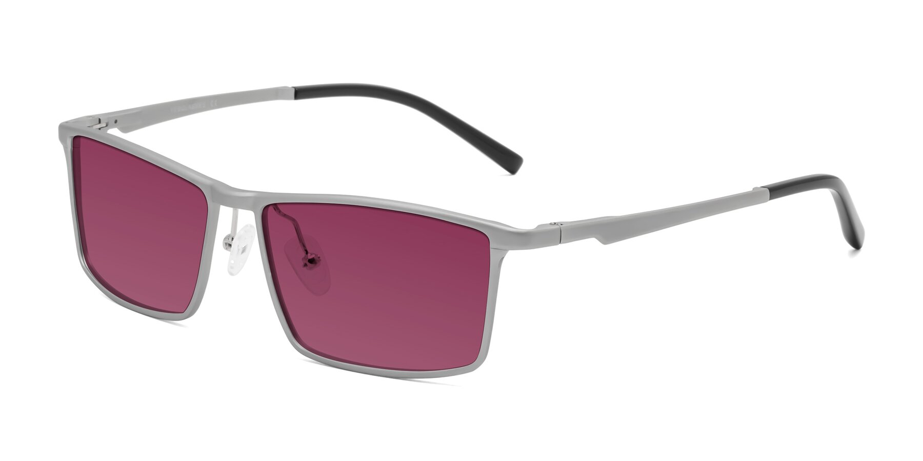 Angle of CX6330 in Silver with Wine Tinted Lenses