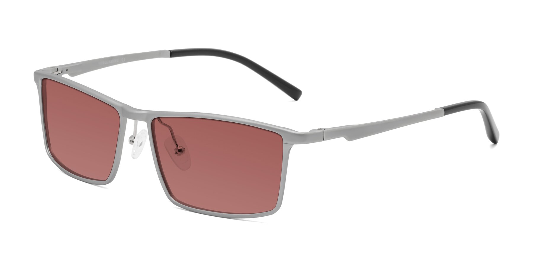 Angle of CX6330 in Silver with Garnet Tinted Lenses