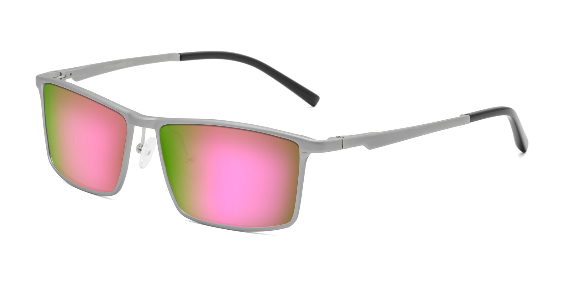 Angle of CX6330 in Silver with Pink Mirrored Lenses