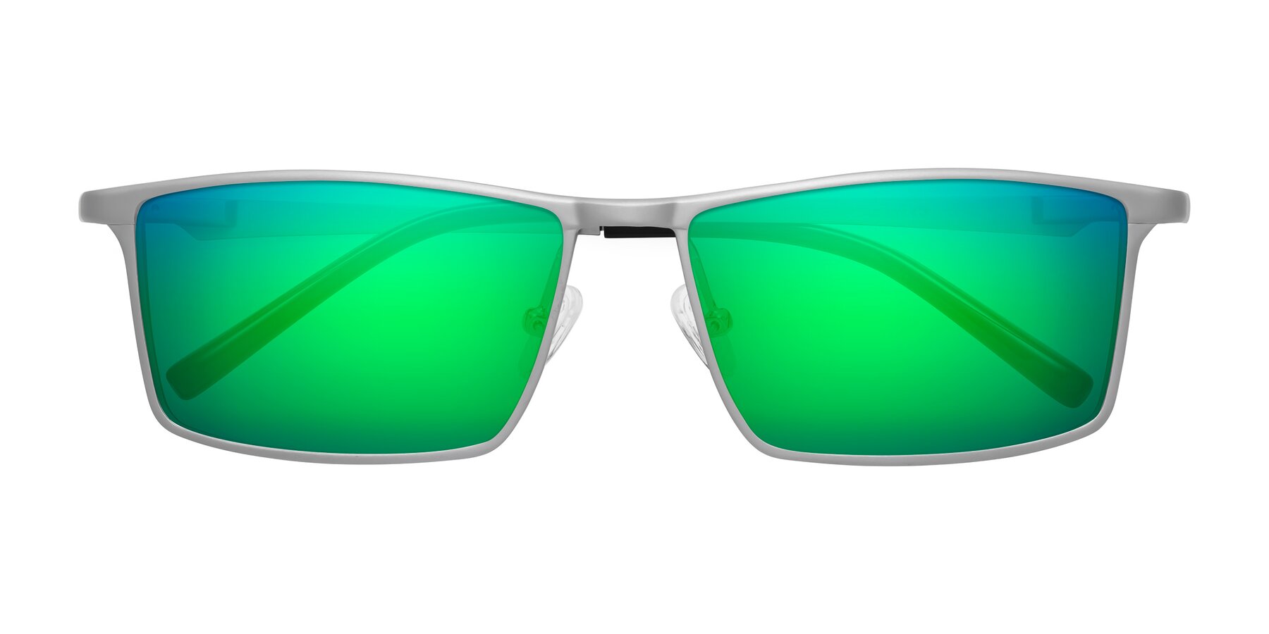 Folded Front of CX6330 in Silver with Green Mirrored Lenses