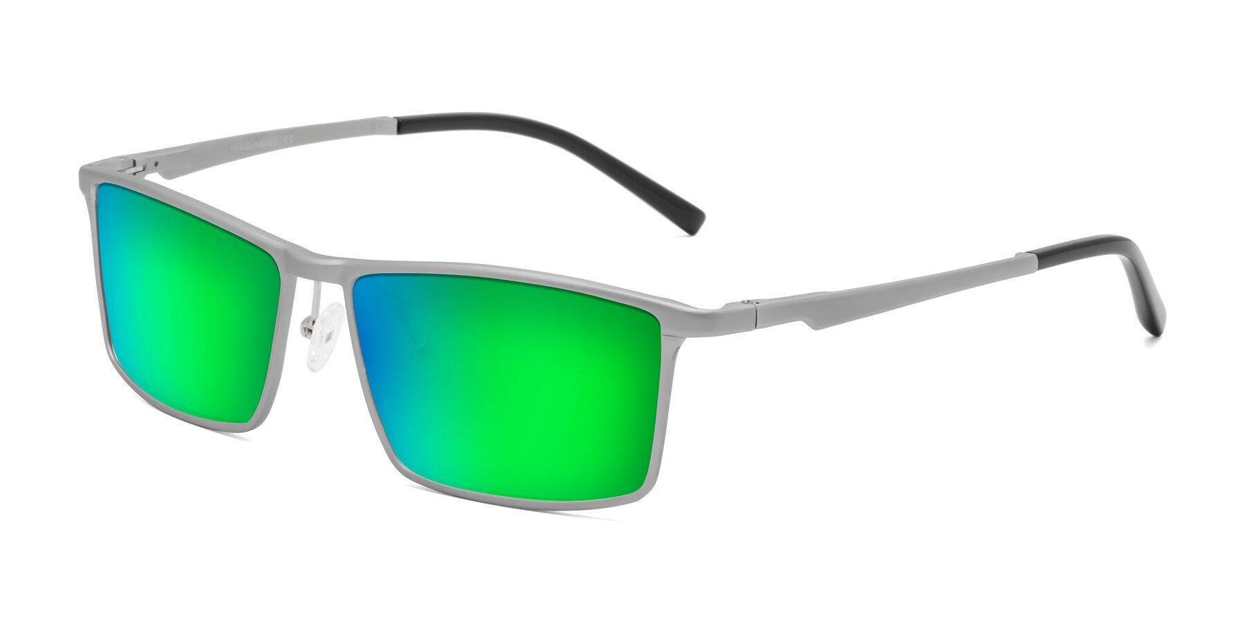 Angle of CX6330 in Silver with Green Mirrored Lenses
