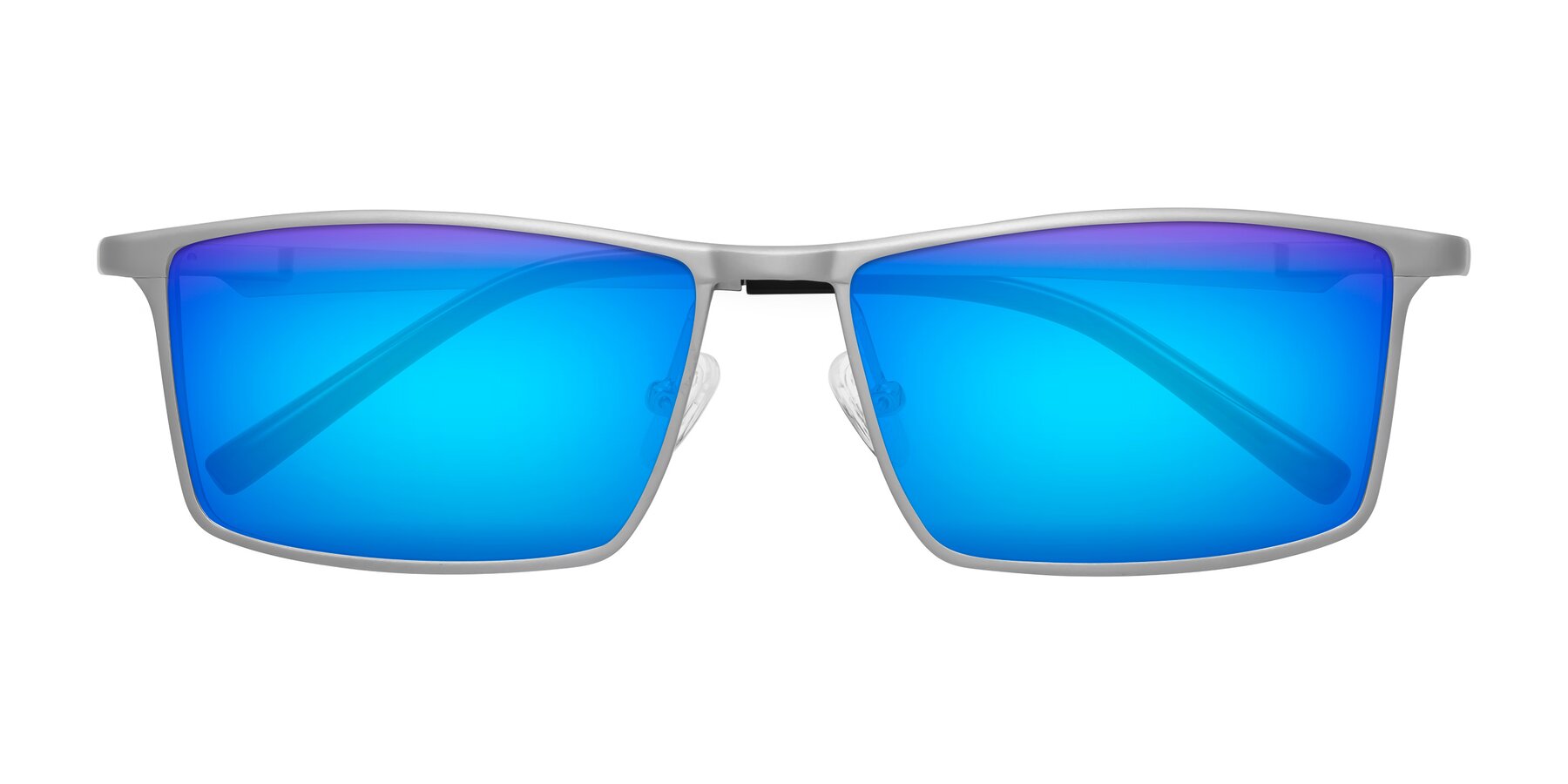 Folded Front of CX6330 in Silver with Blue Mirrored Lenses