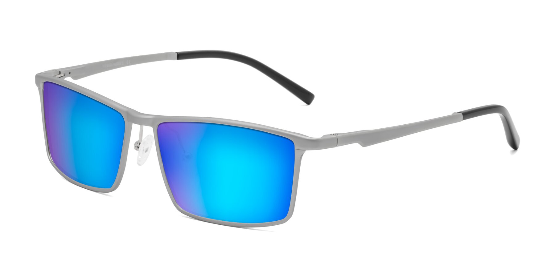 Angle of CX6330 in Silver with Blue Mirrored Lenses