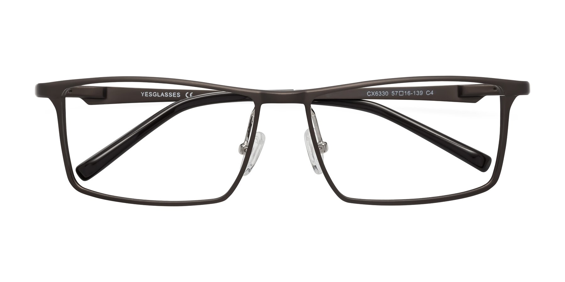 Folded Front of CX6330 in Coffee with Clear Eyeglass Lenses