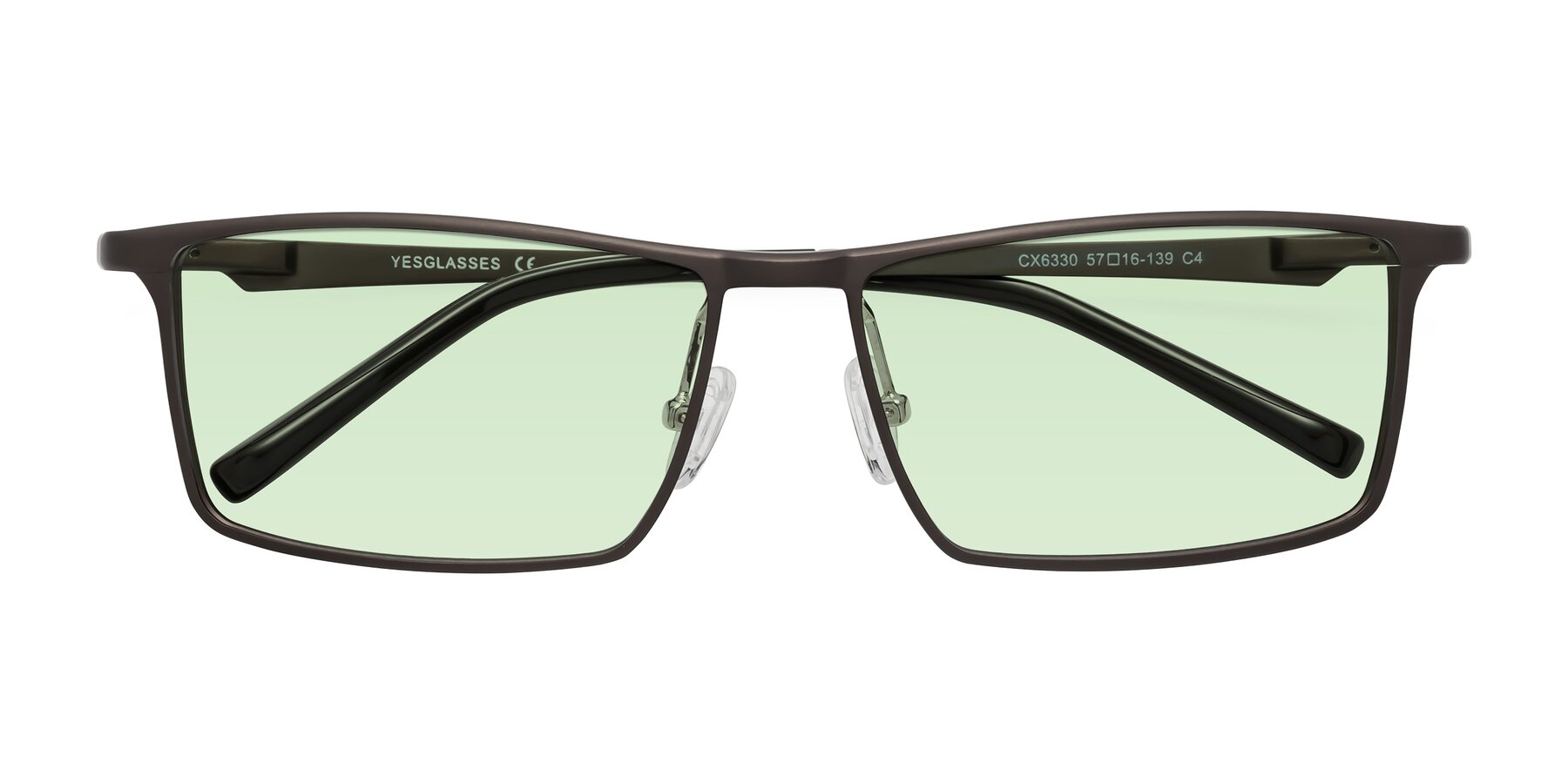 Folded Front of CX6330 in Coffee with Light Green Tinted Lenses