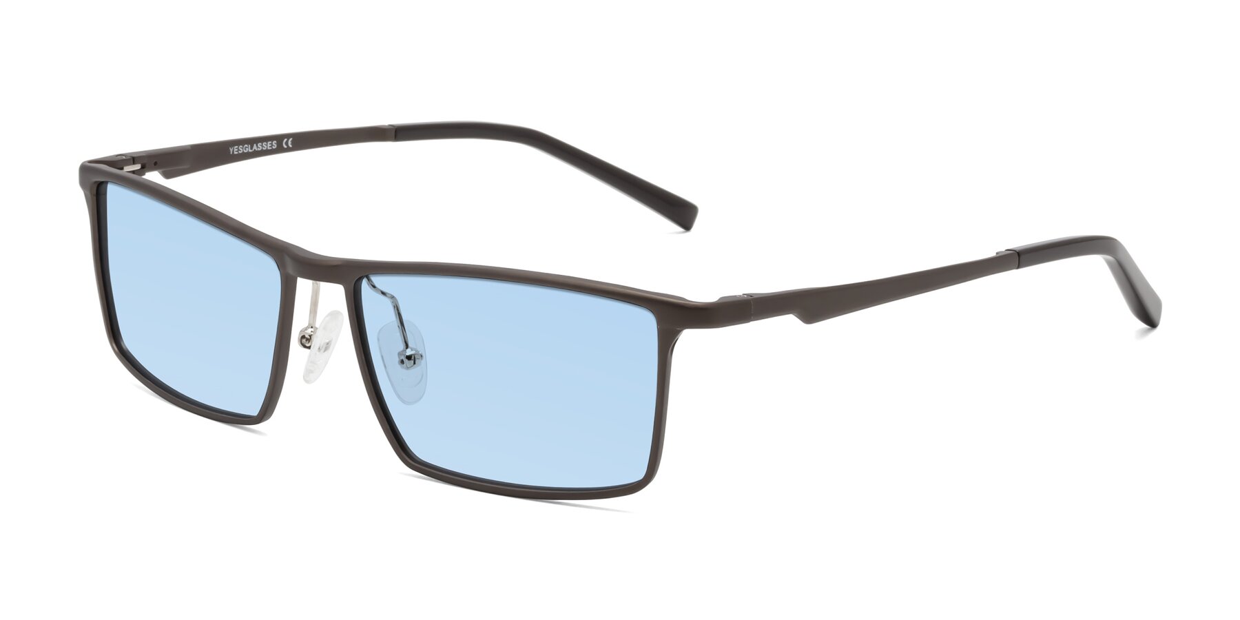 Angle of CX6330 in Coffee with Light Blue Tinted Lenses