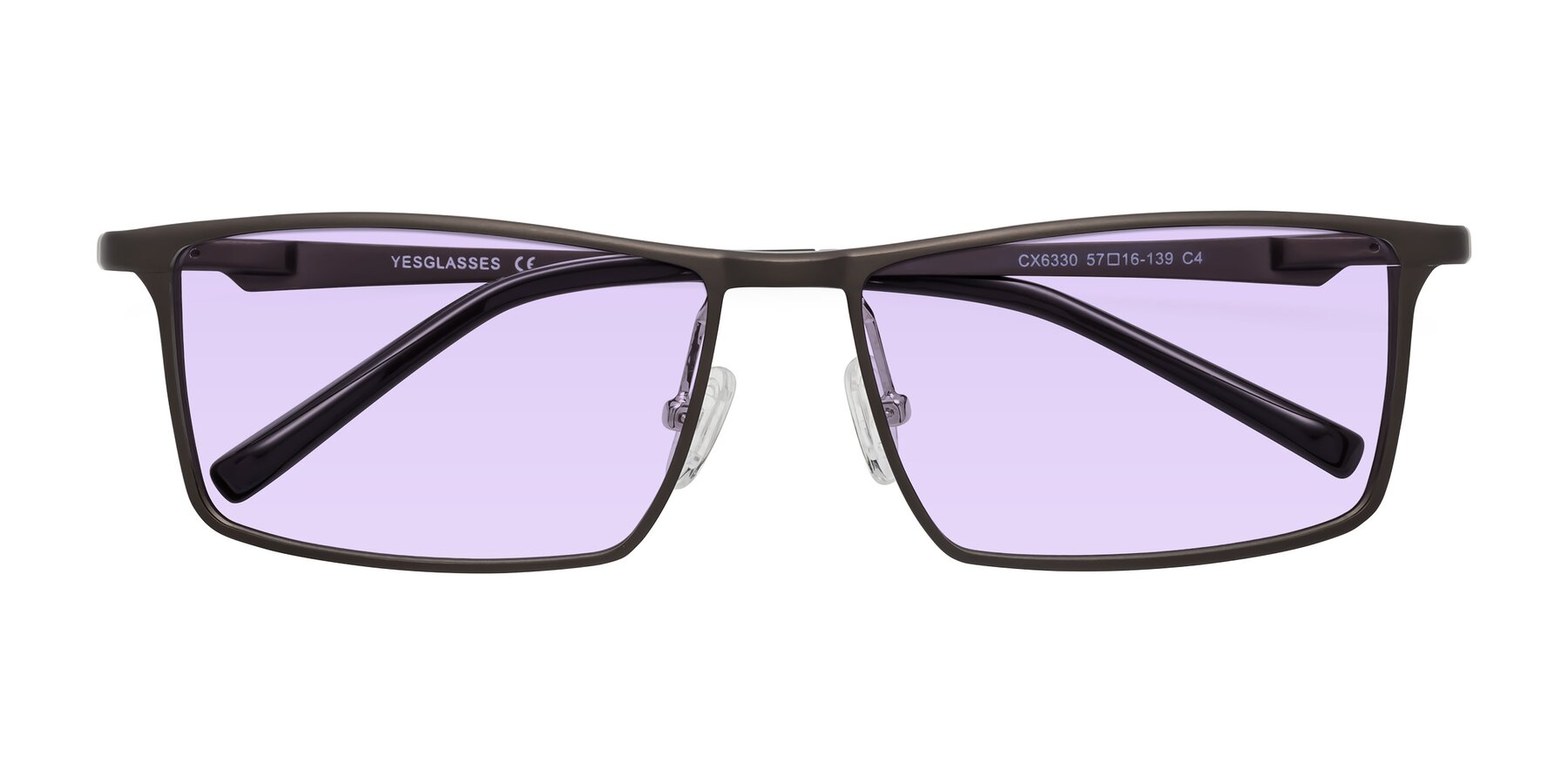 Folded Front of CX6330 in Coffee with Light Purple Tinted Lenses