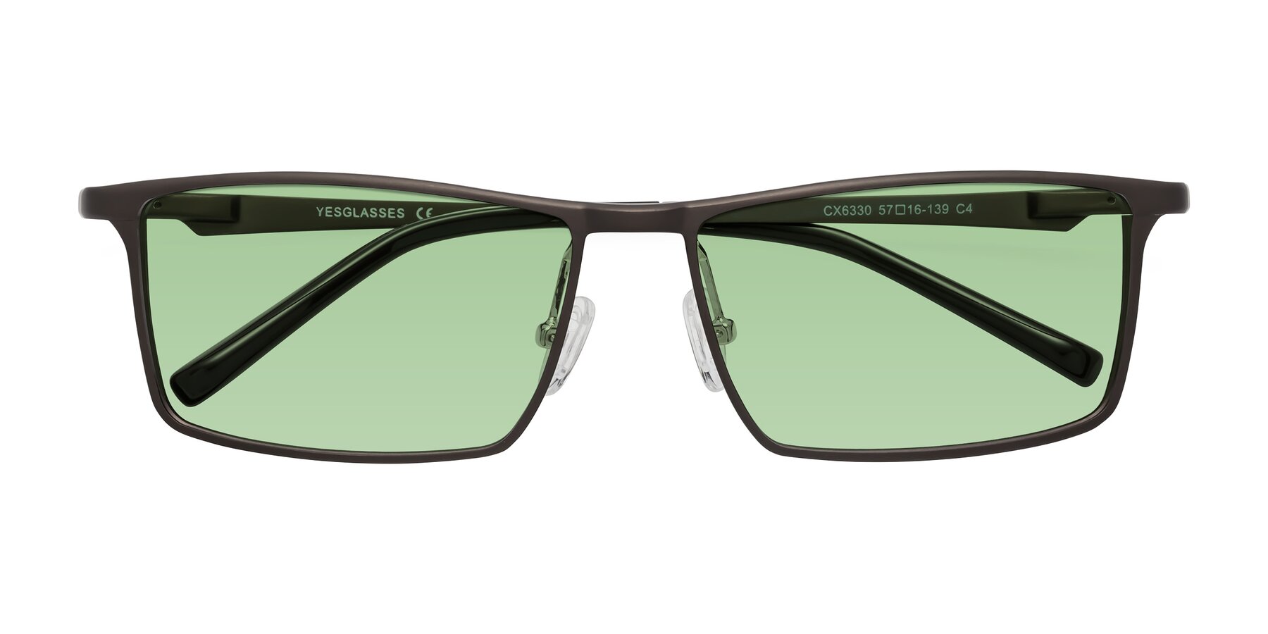 Folded Front of CX6330 in Coffee with Medium Green Tinted Lenses
