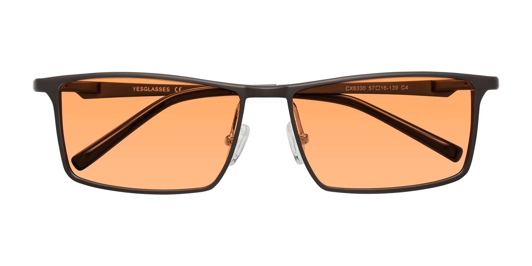 Folded Front of CX6330 in Coffee with Medium Orange Tinted Lenses