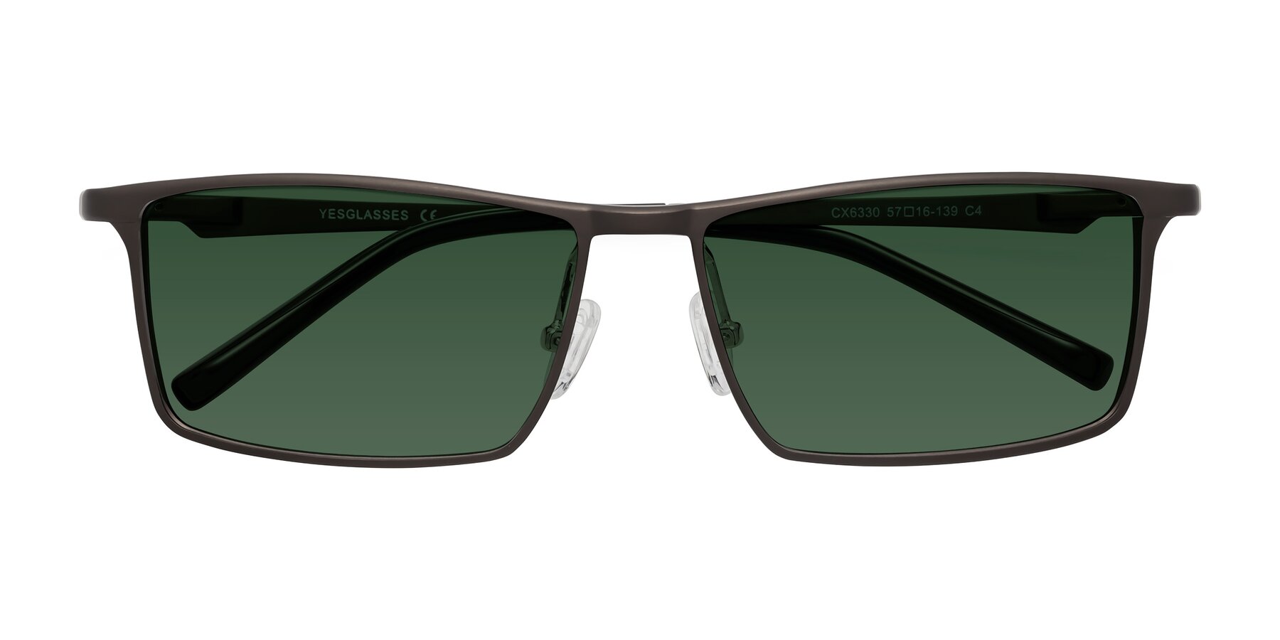 Folded Front of CX6330 in Coffee with Green Tinted Lenses